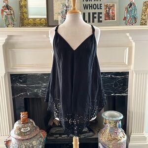 “DKNY JEANS” black eyelet lace cold shoulder top